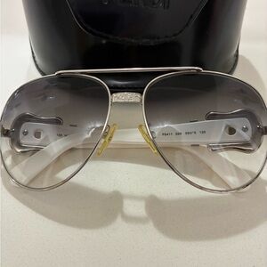Authentic Fendi White and Silver Aviator Sunglasses